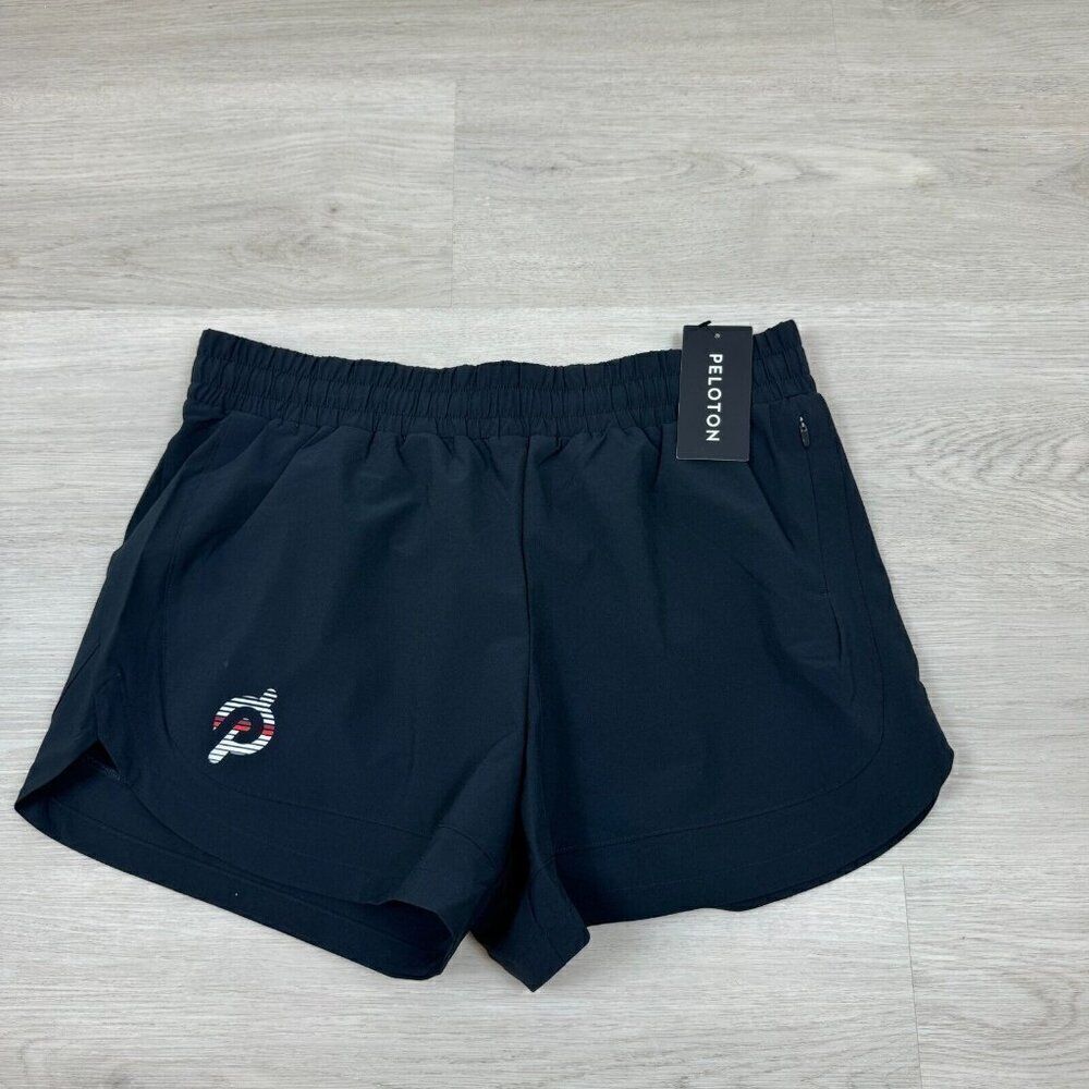 Peloton 4" Velocity Shorts Womens Small Black‎ Pocket Zip Cycling Bottoms Lined